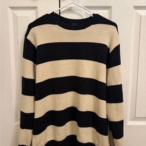 Brandy Melville Black and Cream Striped Sweater